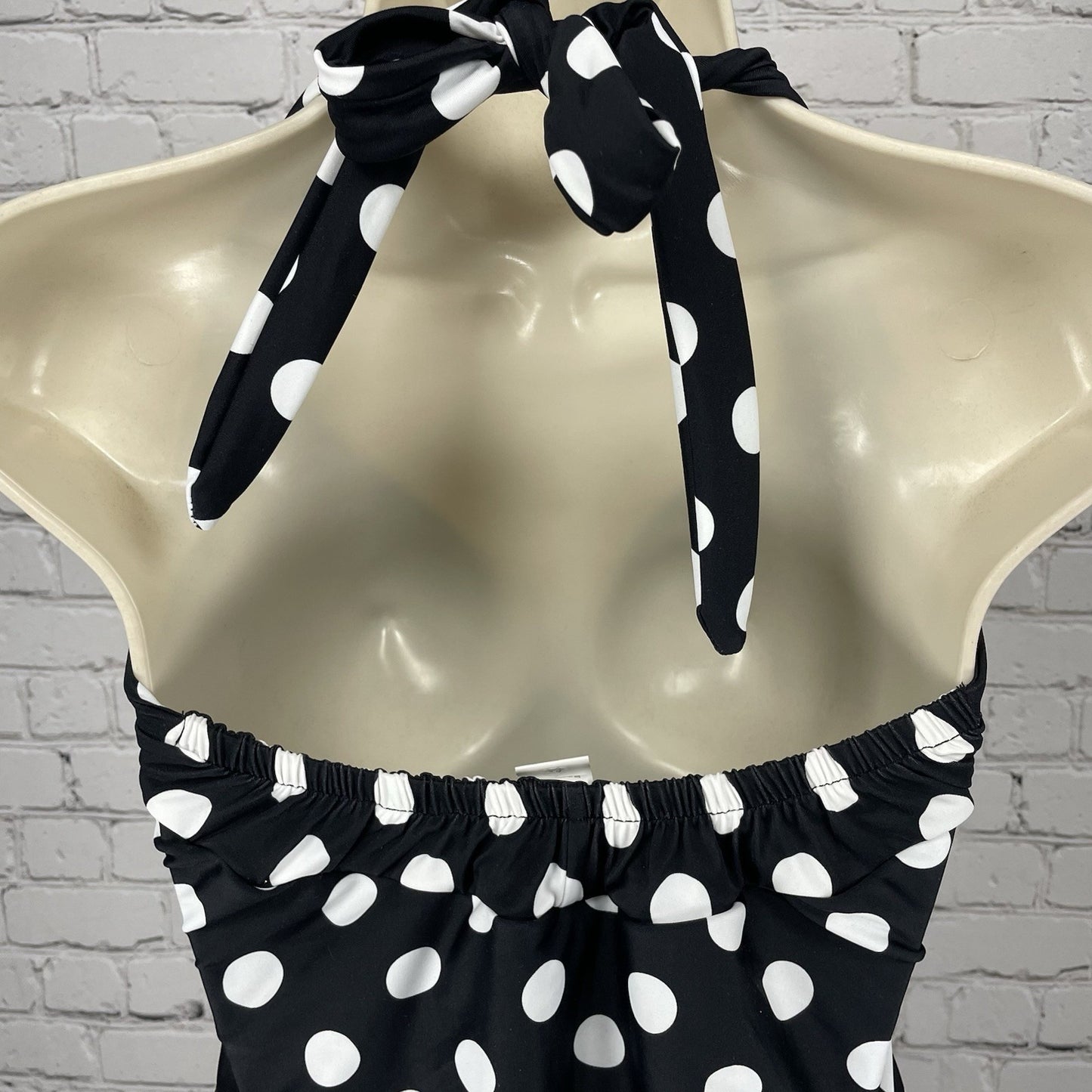 NWT Cocoship Black & White Retro Padded Halter One Piece Lined Swimsuit Size 10