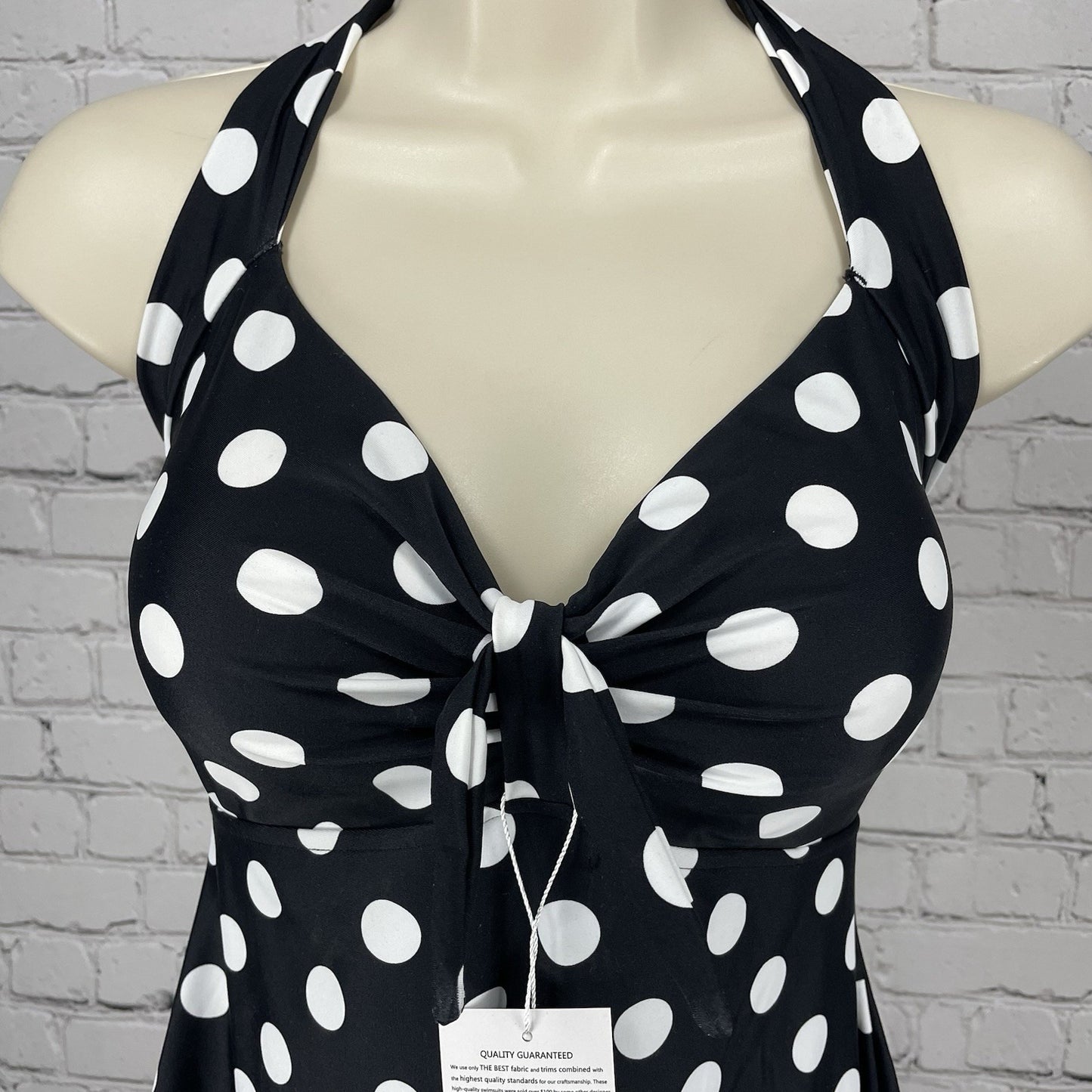 NWT Cocoship Black & White Retro Padded Halter One Piece Lined Swimsuit Size 10