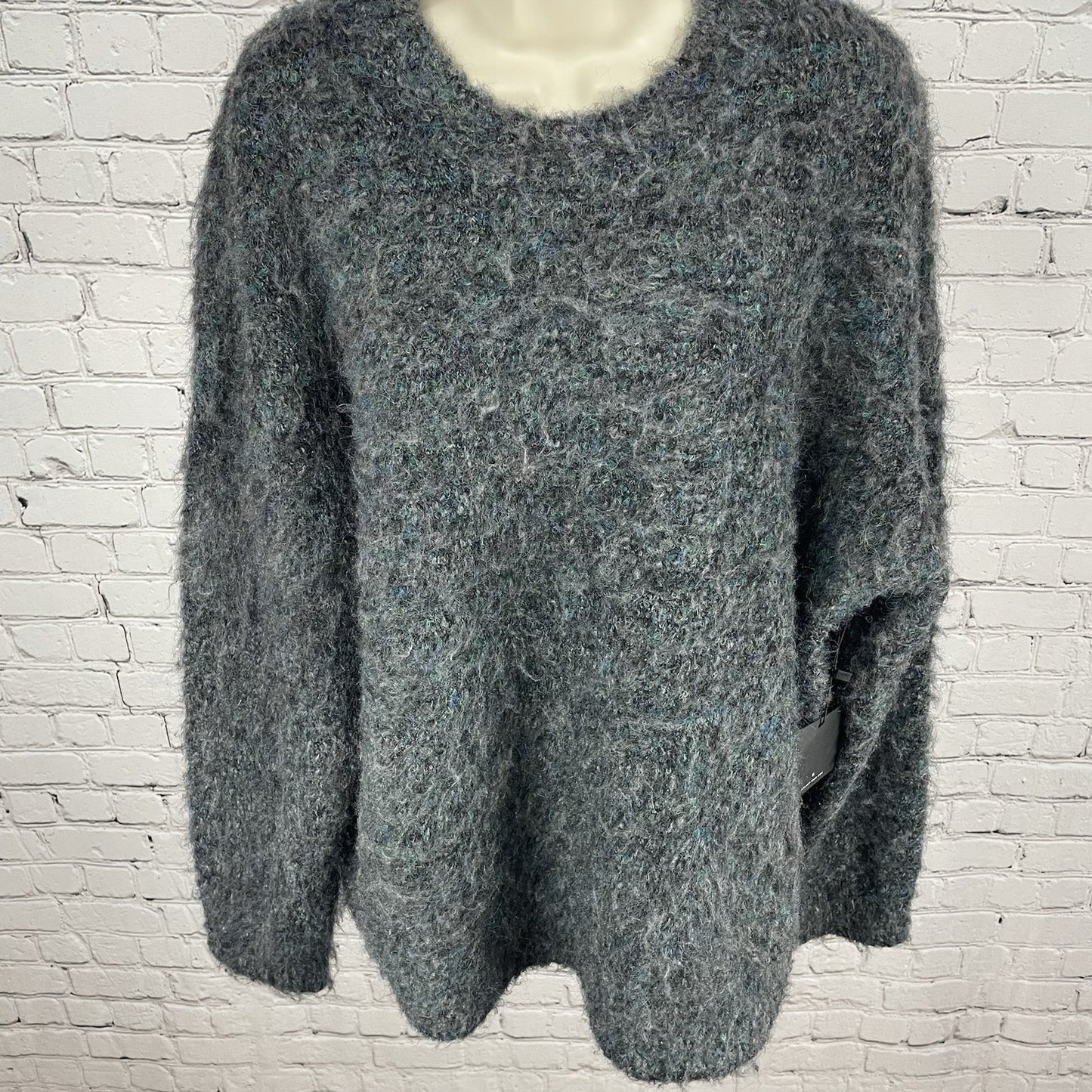 NWT Velvet By Jenny Graham Grey Multicolor Oversized Crew Neck Sweater Small S