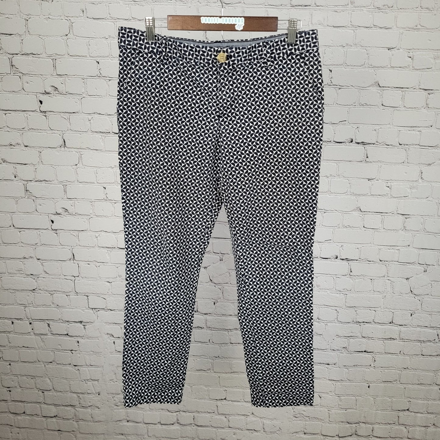 Tommy Hilfiger Navy Print Stretch Slim Ankle Chino Pants Size 10 (33x27.5)