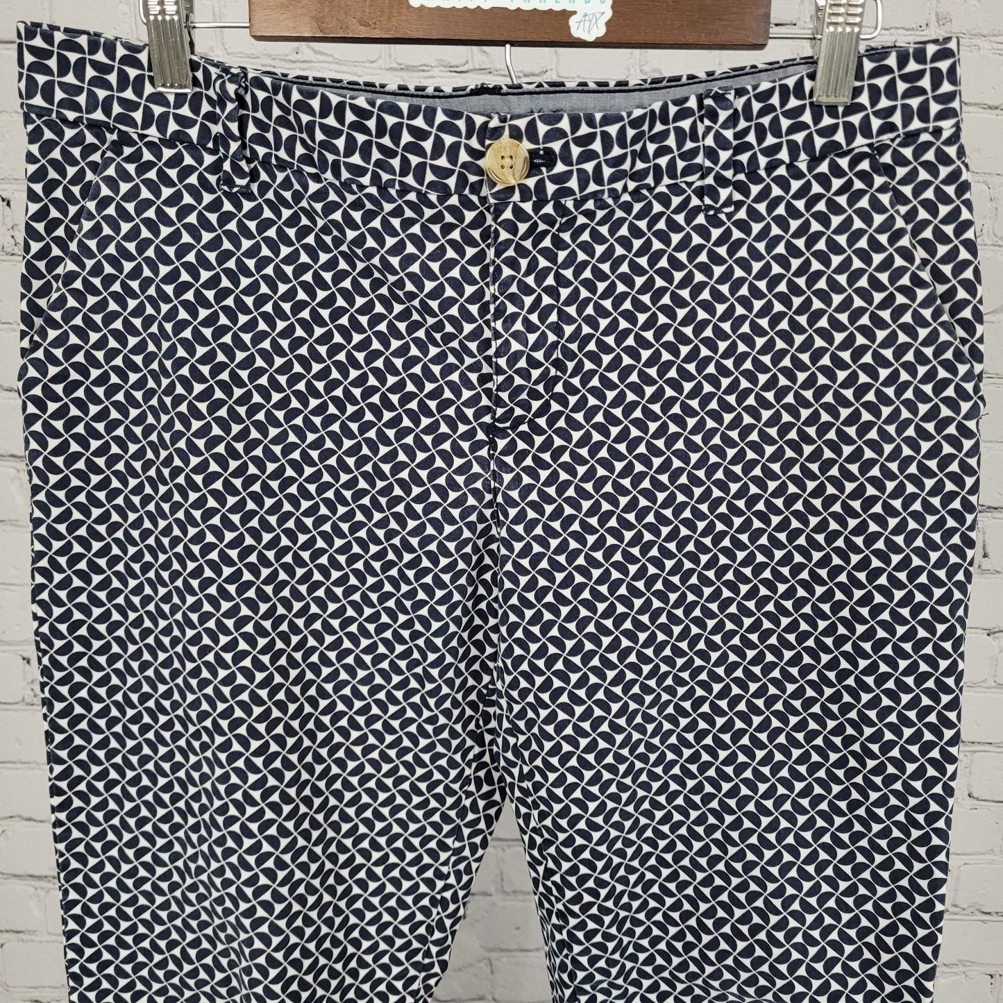 Tommy Hilfiger Navy Print Stretch Slim Ankle Chino Pants Size 10 (33x27.5)