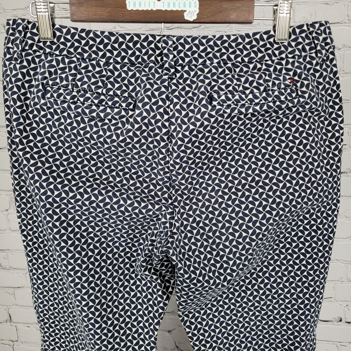 Tommy Hilfiger Navy Print Stretch Slim Ankle Chino Pants Size 10 (33x27.5)