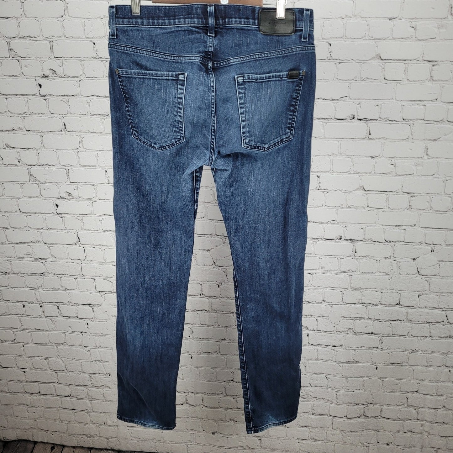 7 For All Mankind Blue Denim The Straight Luxe Performance Jeans Size 33 (33x33)