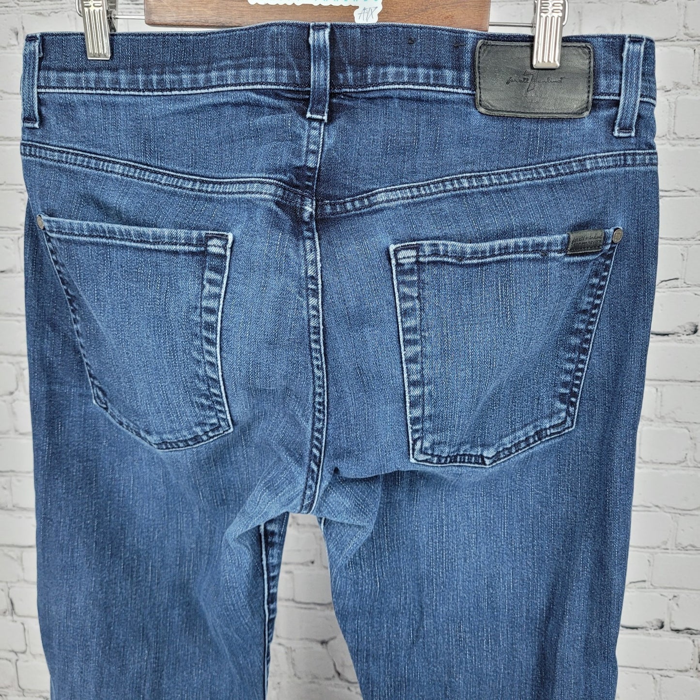 7 For All Mankind Blue Denim The Straight Luxe Performance Jeans Size 33 (33x33)