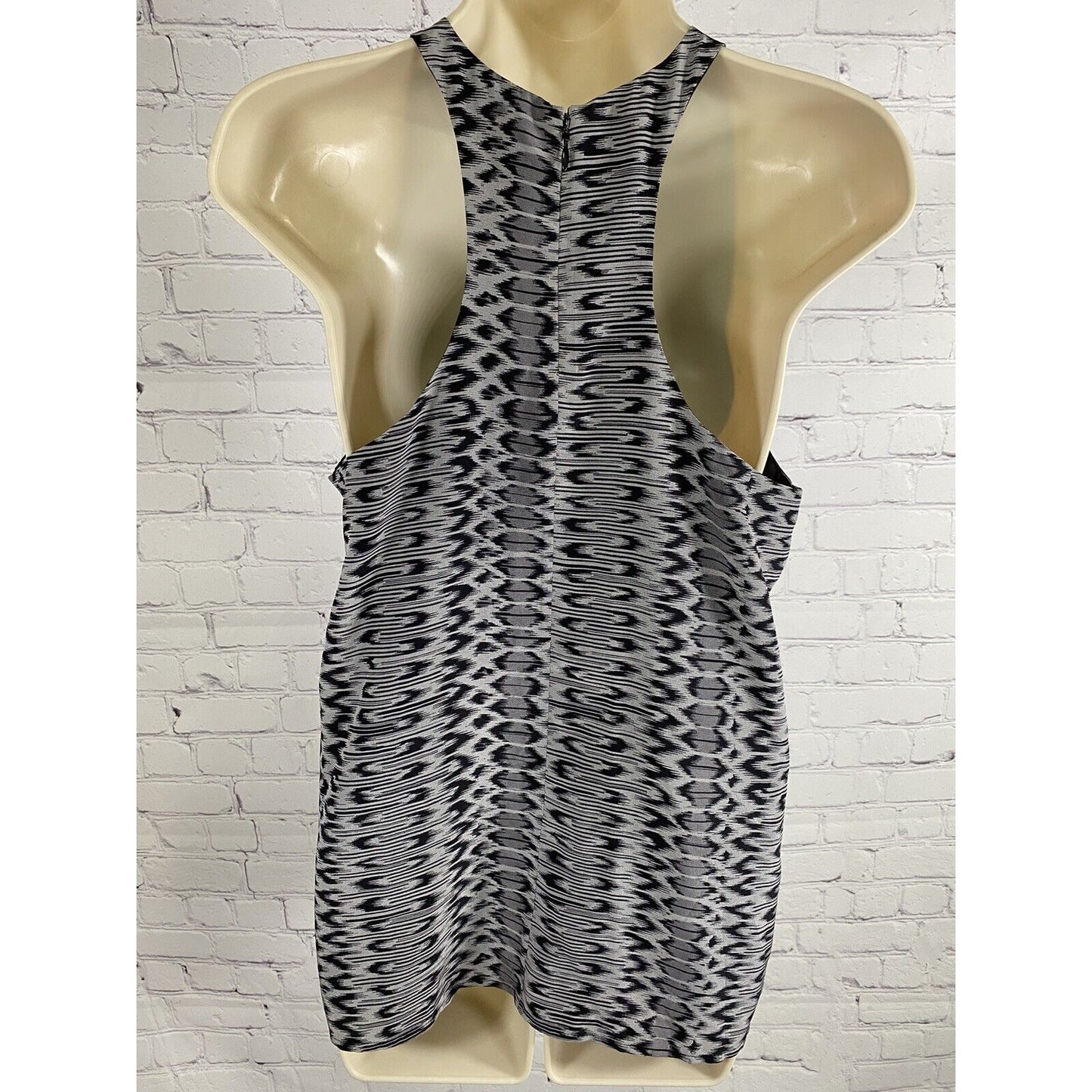 Joie Black Gray 100% Silk Flowy Lined Racerback Tank Top Sleeveless Blouse Small