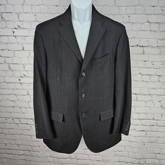 Polo Ralph Lauren Black Silk Cashmere 3 Button Blazer Sport Coat Italy 42L
