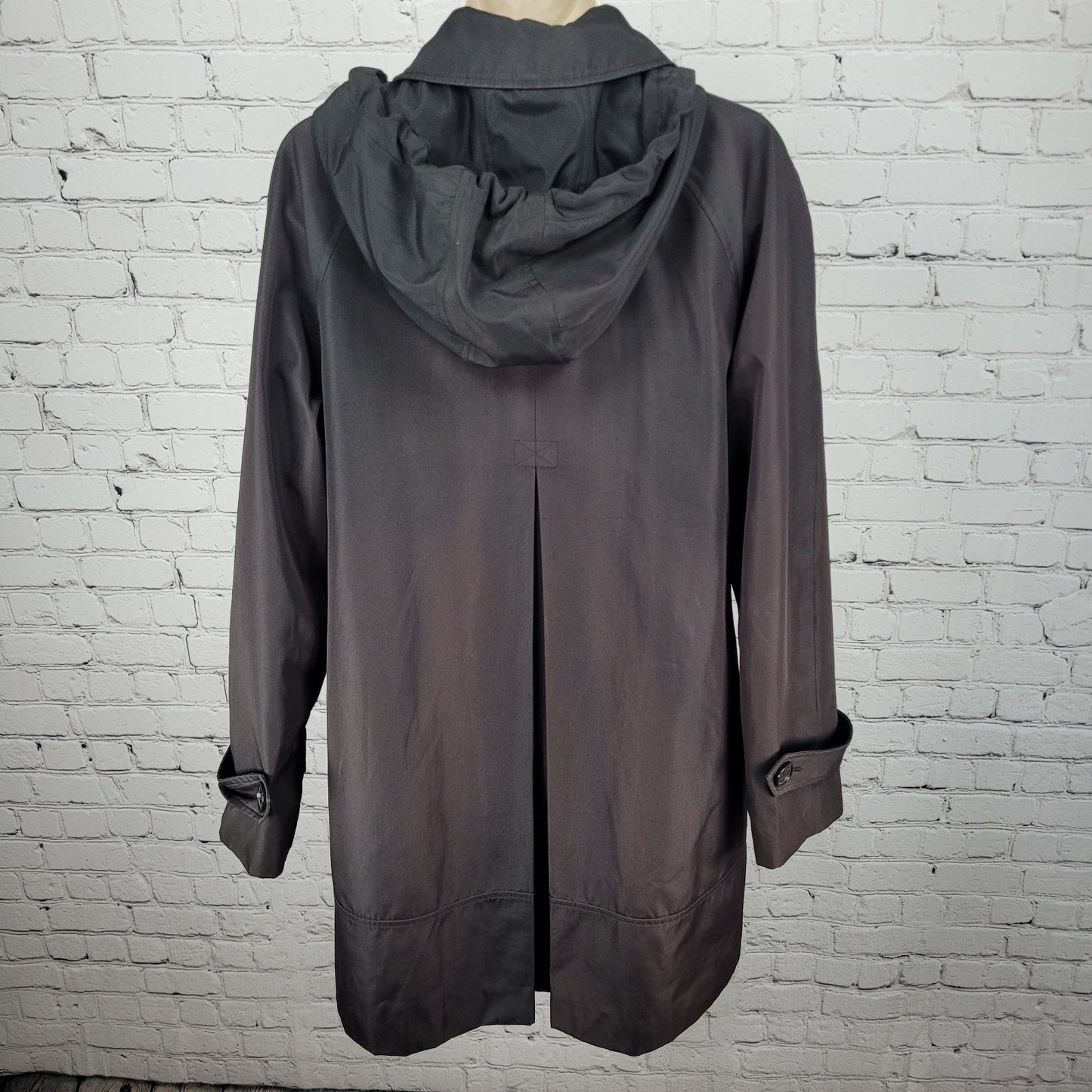 Marc New York Buttoned Zipped Pockets Removable Hood Trench Coat Size Large L