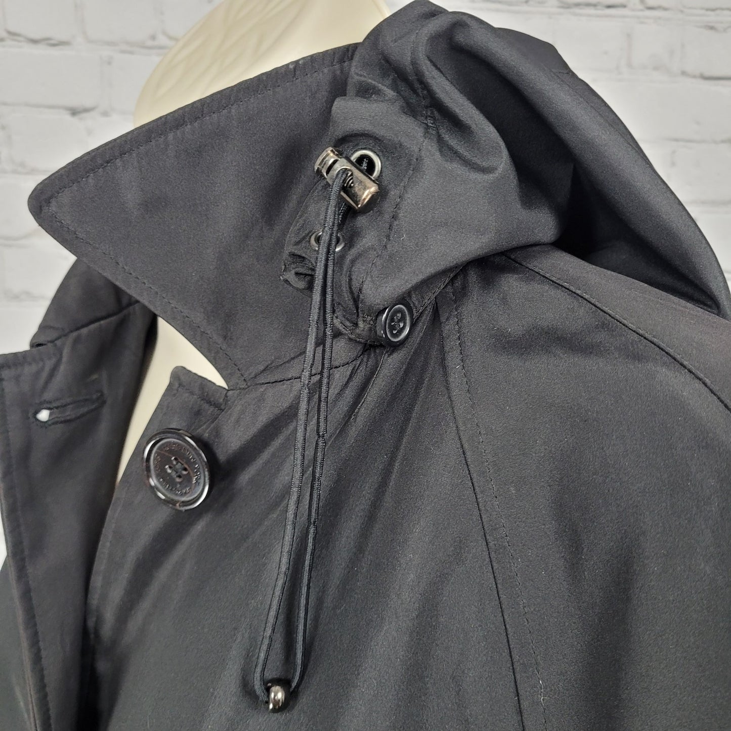 Marc New York Buttoned Zipped Pockets Removable Hood Trench Coat Size Large L