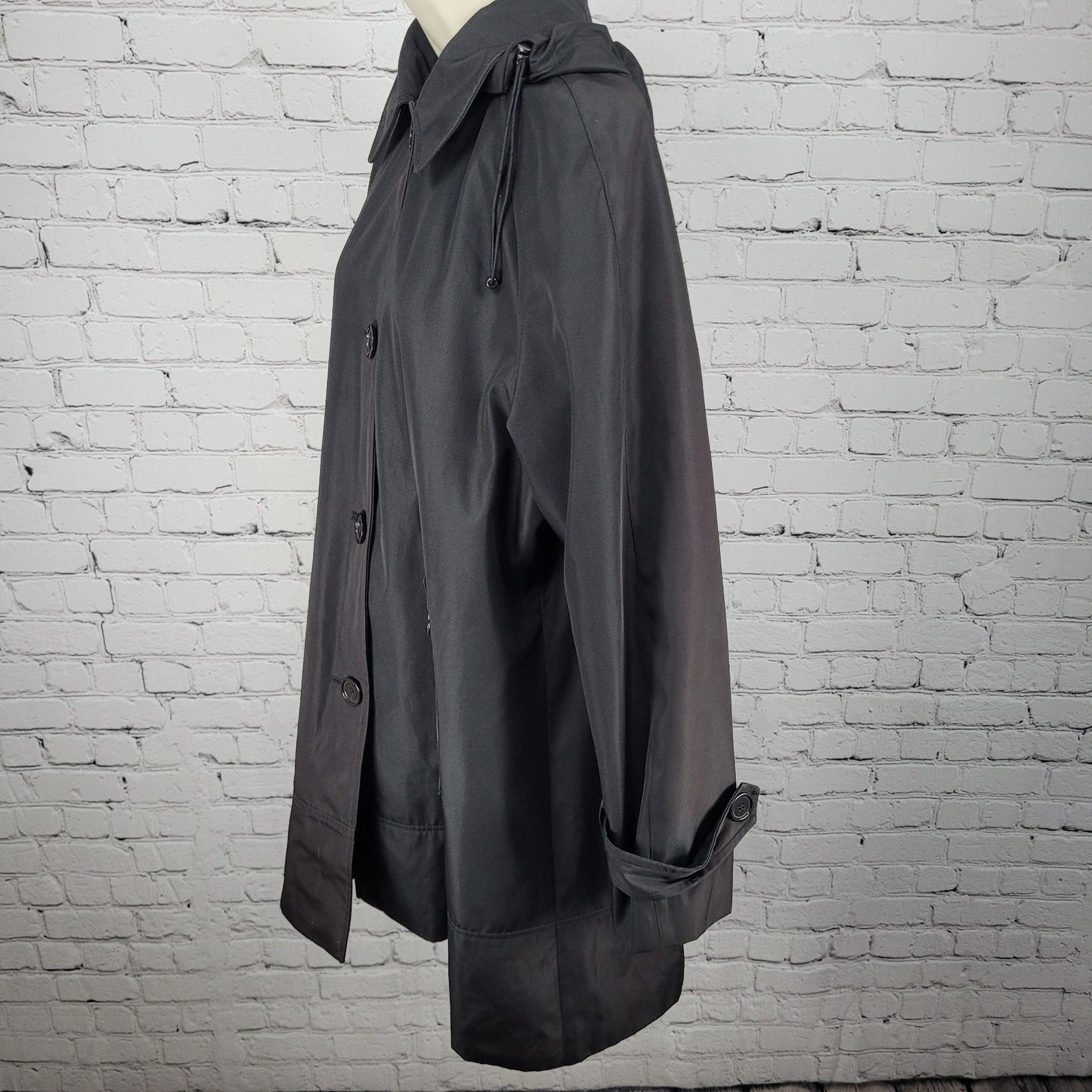 Marc New York Buttoned Zipped Pockets Removable Hood Trench Coat Size Large L