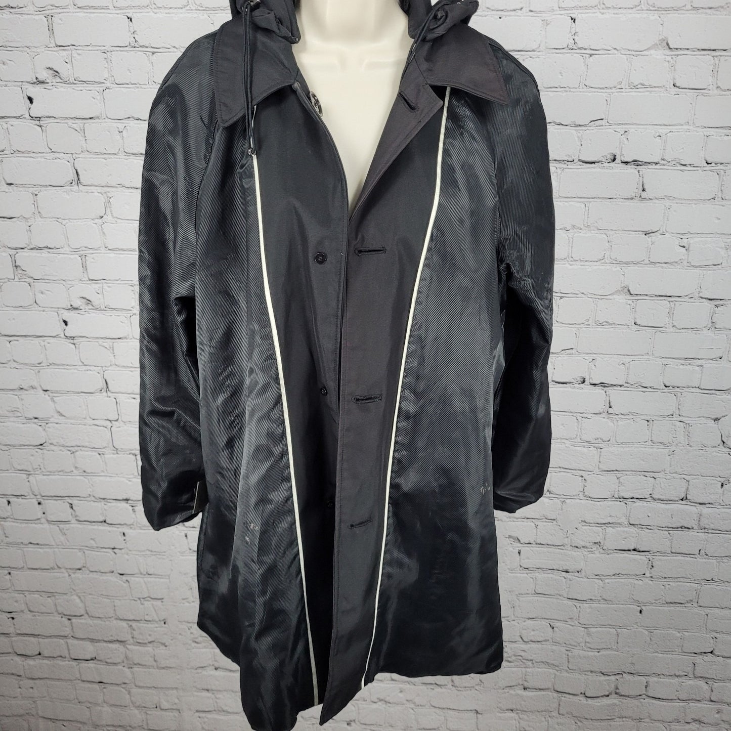 Marc New York Buttoned Zipped Pockets Removable Hood Trench Coat Size Large L