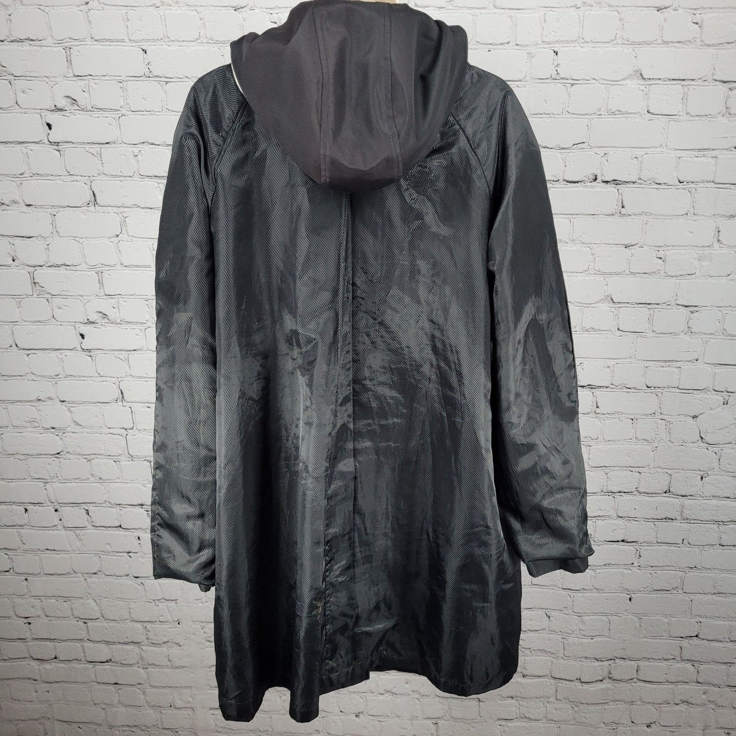 Marc New York Buttoned Zipped Pockets Removable Hood Trench Coat Size Large L