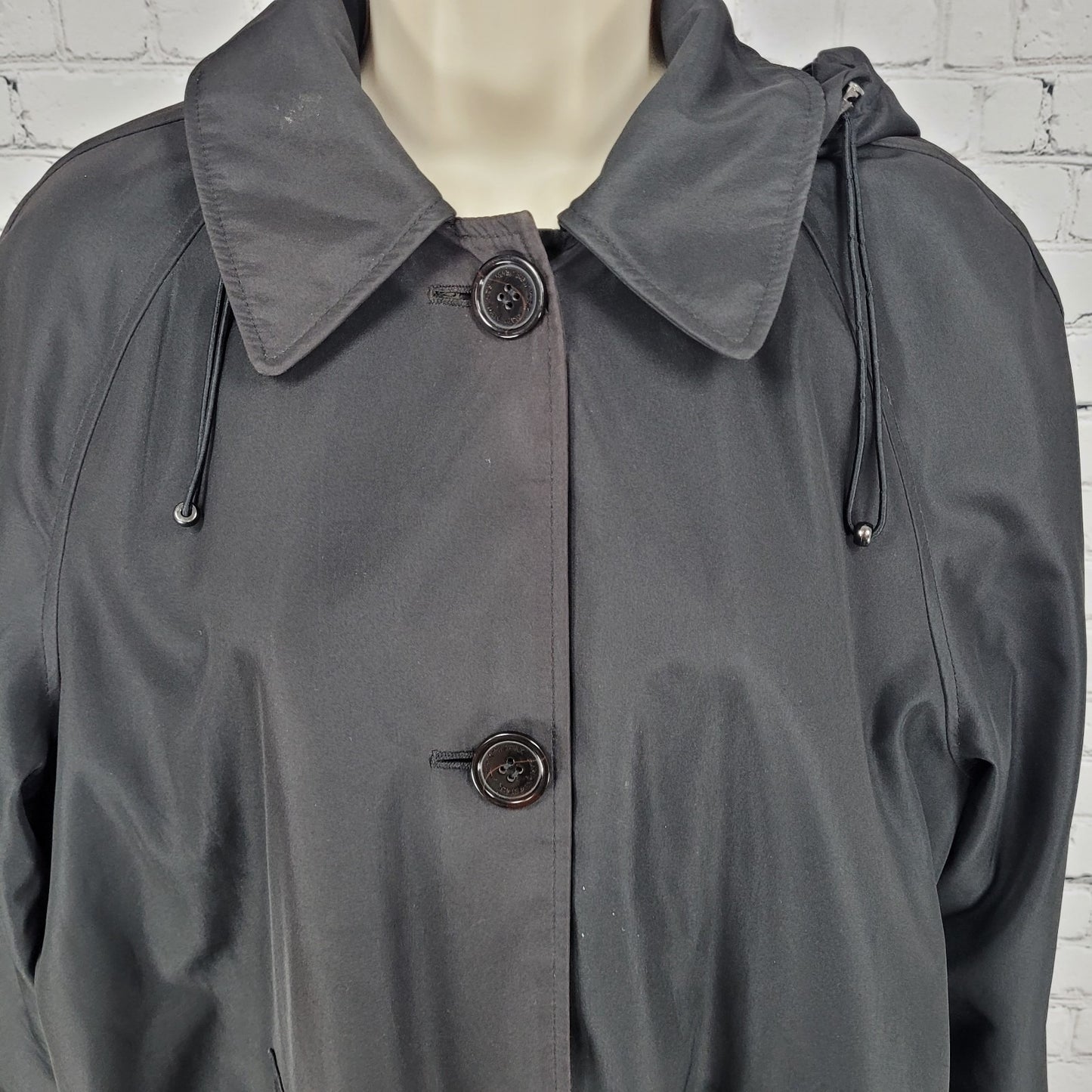 Marc New York Buttoned Zipped Pockets Removable Hood Trench Coat Size Large L