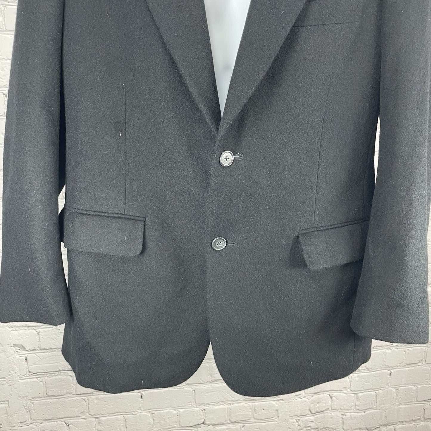 Roundtree & Yorke Black Camelhair 2 Button Vented Notch Blazer Jacket Size 38R