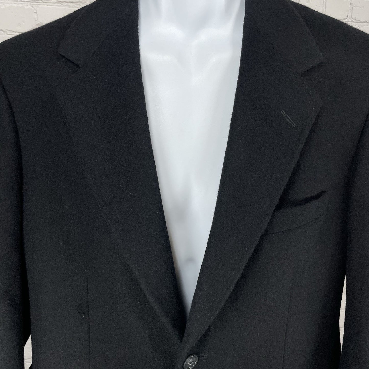 Roundtree & Yorke Black Camelhair 2 Button Vented Notch Blazer Jacket Size 38R