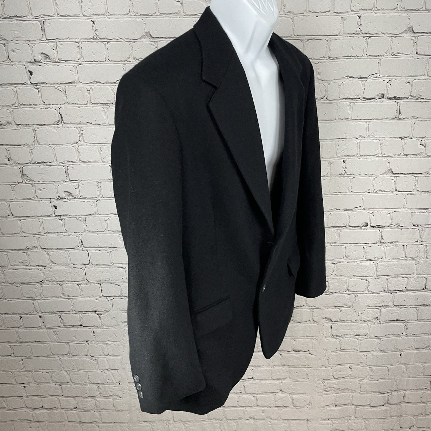 Roundtree & Yorke Black Camelhair 2 Button Vented Notch Blazer Jacket Size 38R