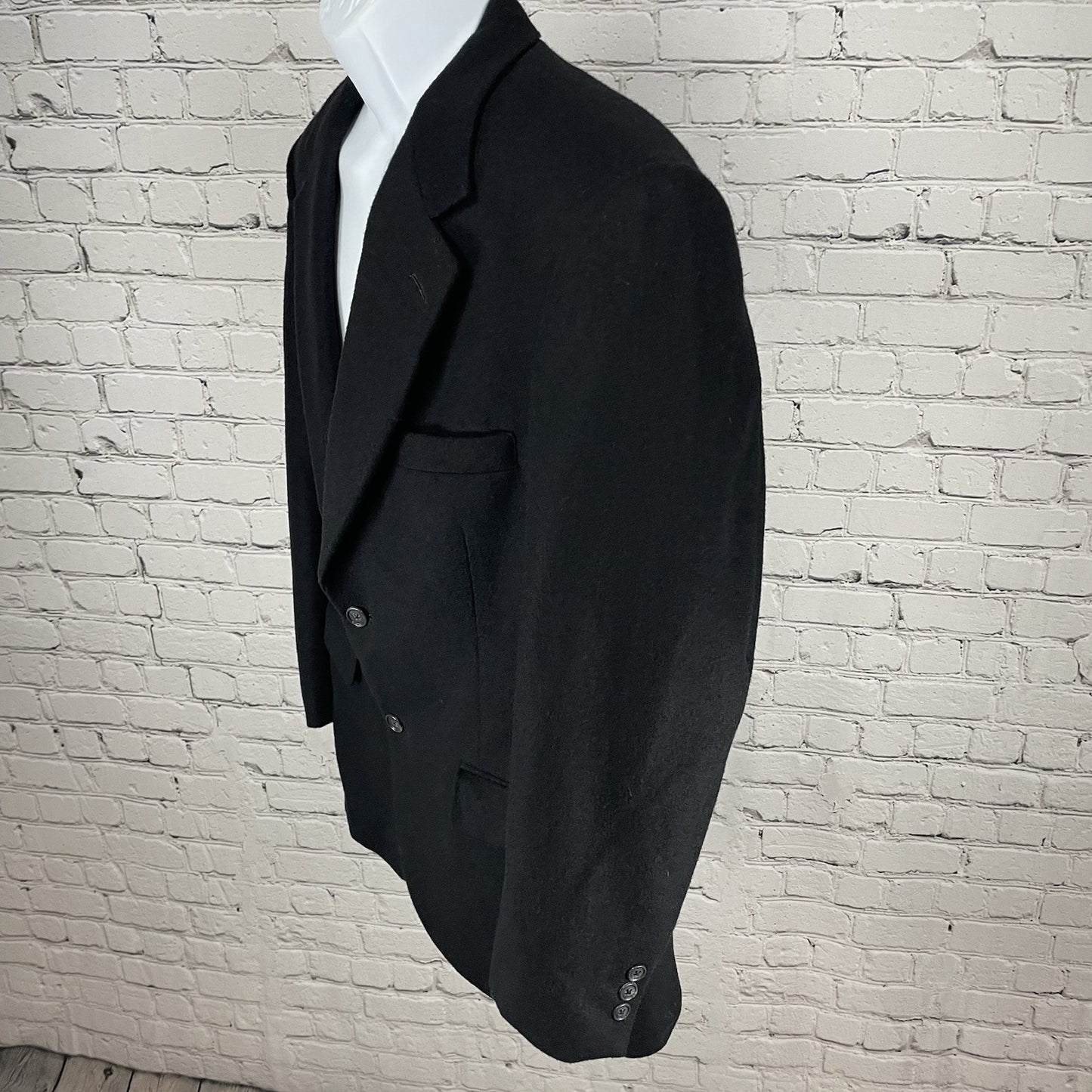 Roundtree & Yorke Black Camelhair 2 Button Vented Notch Blazer Jacket Size 38R