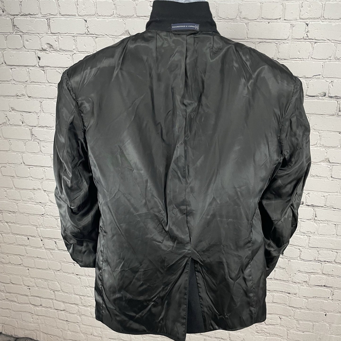 Roundtree & Yorke Black Camelhair 2 Button Vented Notch Blazer Jacket Size 38R