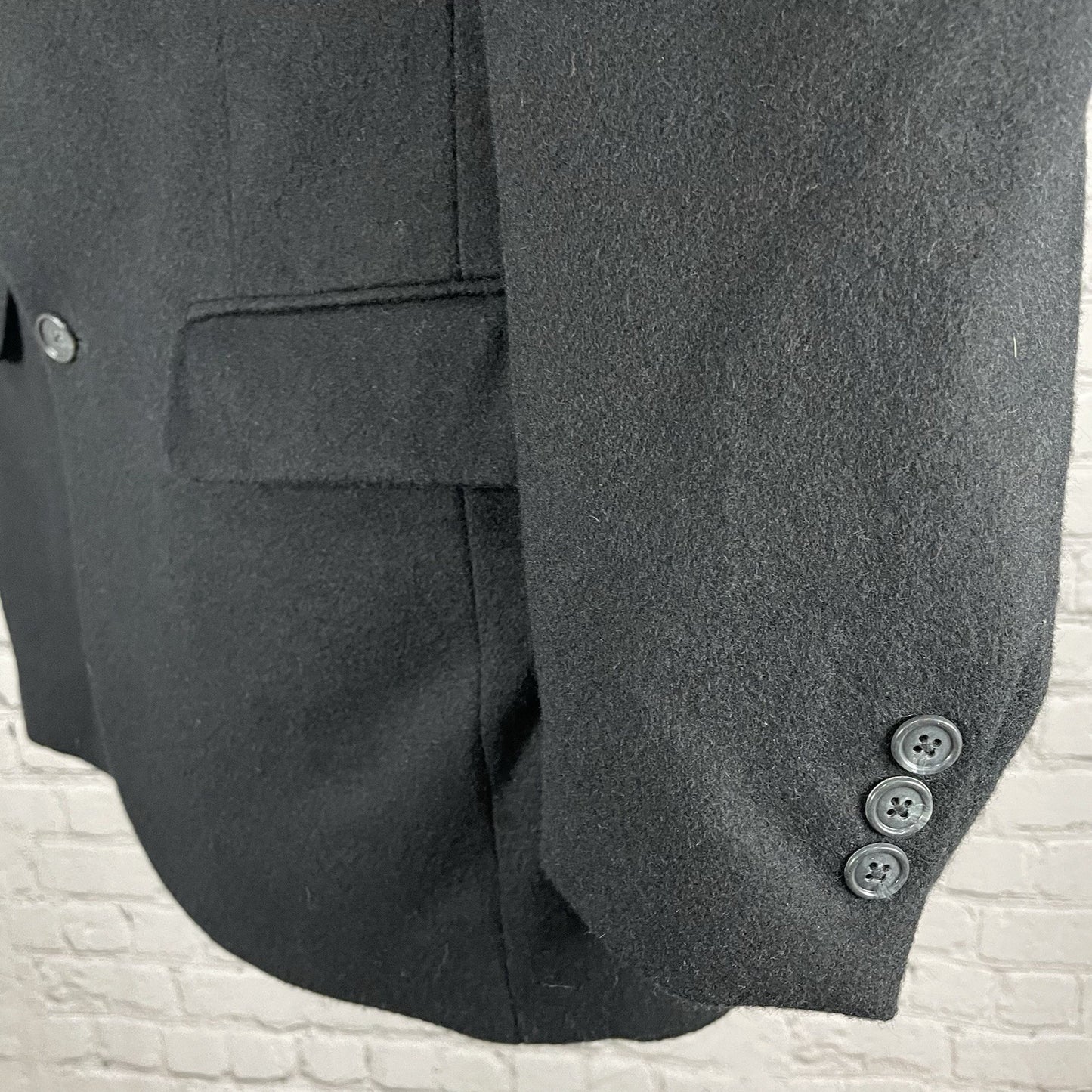 Roundtree & Yorke Black Camelhair 2 Button Vented Notch Blazer Jacket Size 38R