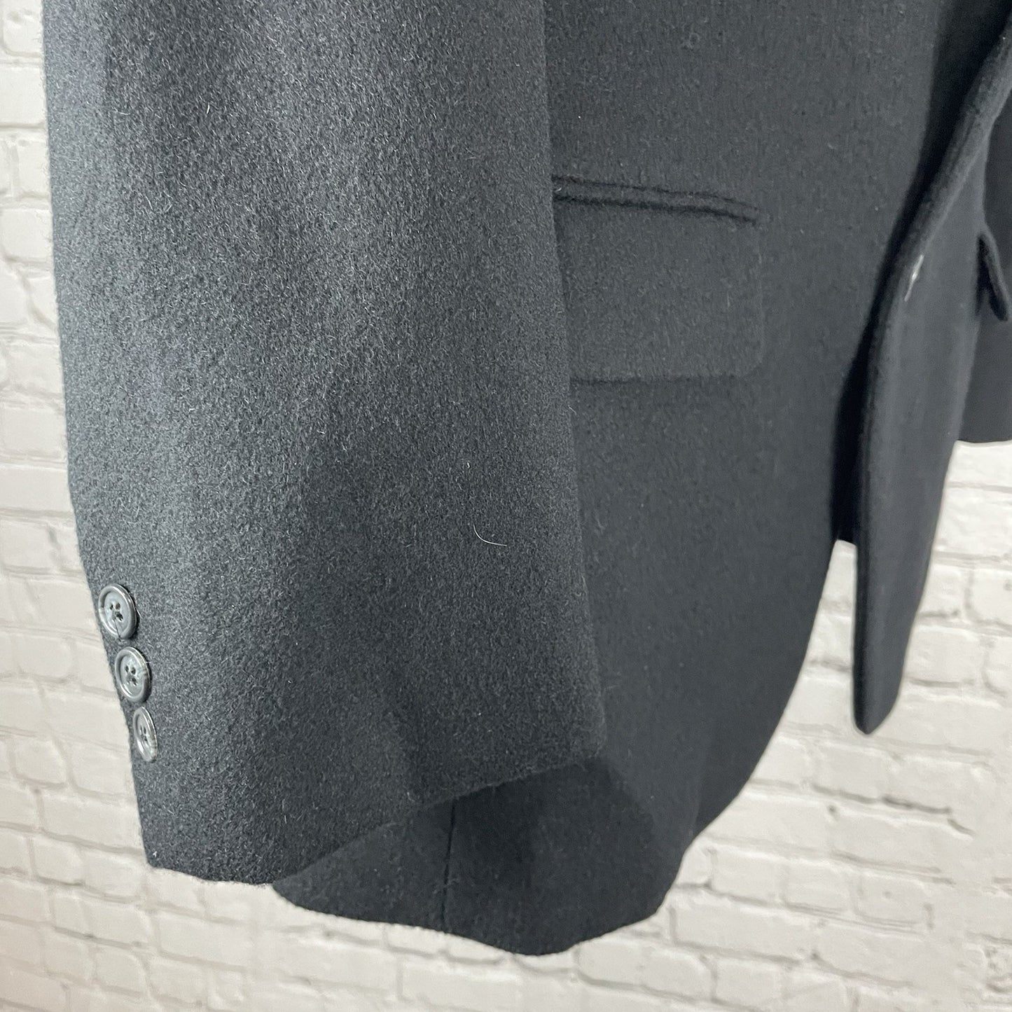 Roundtree & Yorke Black Camelhair 2 Button Vented Notch Blazer Jacket Size 38R