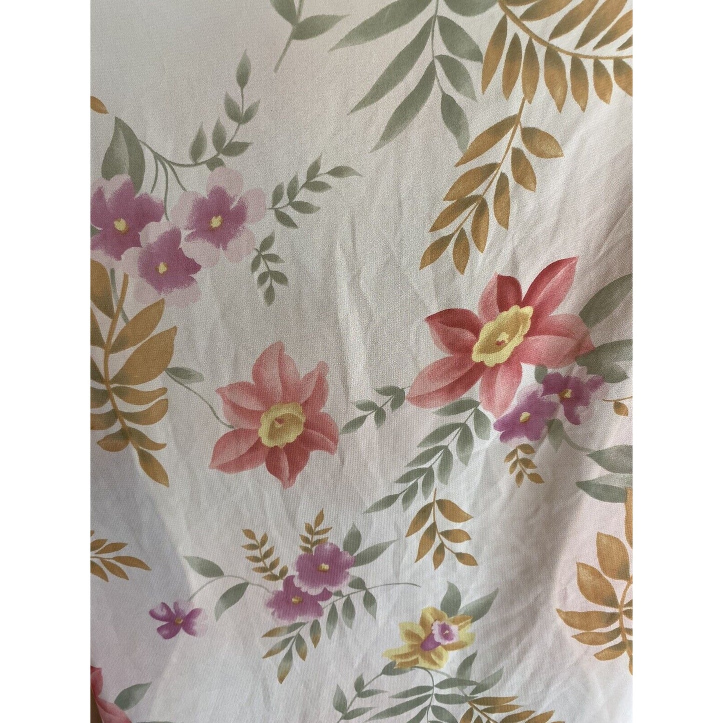 VTG Kathryn Sheer Pink Floral Satin Trim Kimono Sleeve Tie Close Robe Pockets M