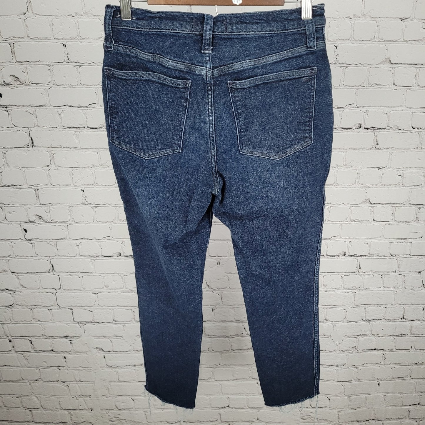 Madewell Blue Denim High Rise Skinny Raw Hem Cropped Stretch Jeans Size 28x24.5