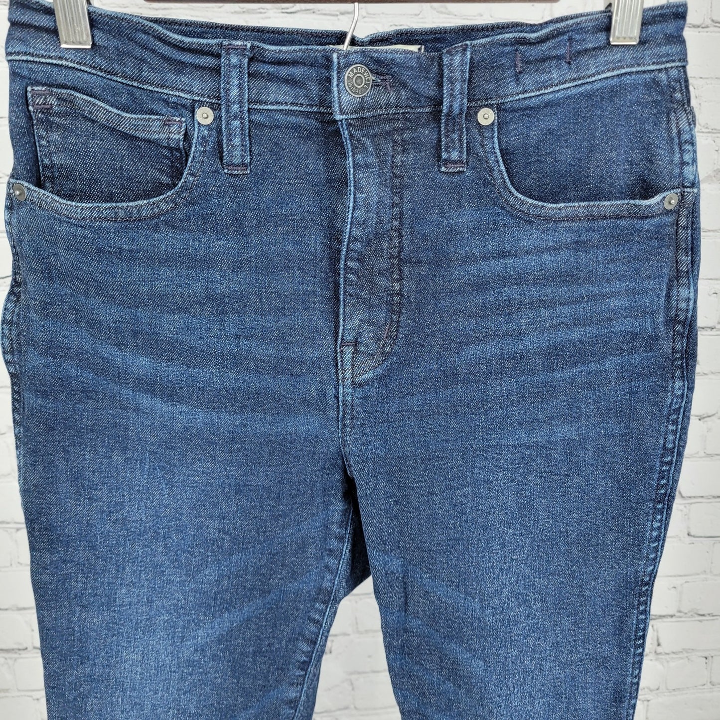 Madewell Blue Denim High Rise Skinny Raw Hem Cropped Stretch Jeans Size 28x24.5