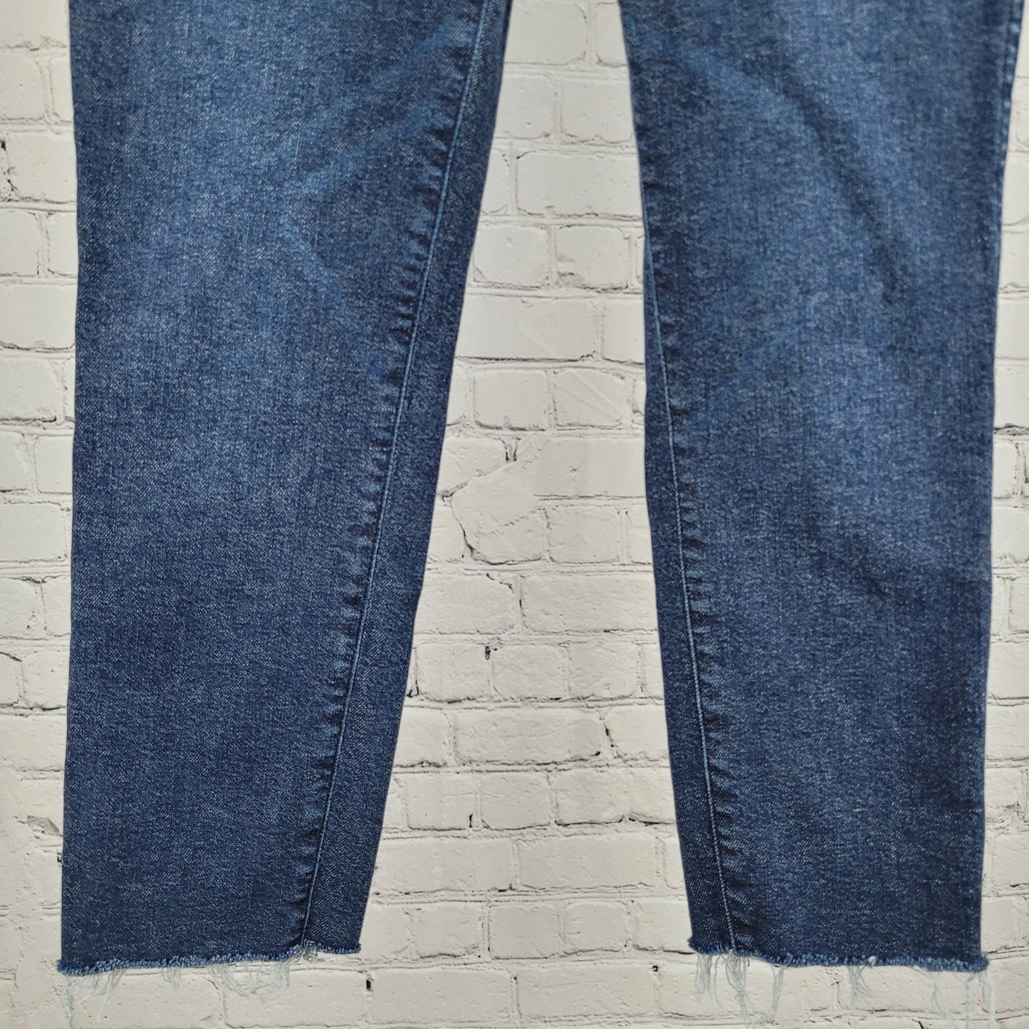 Madewell Blue Denim High Rise Skinny Raw Hem Cropped Stretch Jeans Size 28x24.5