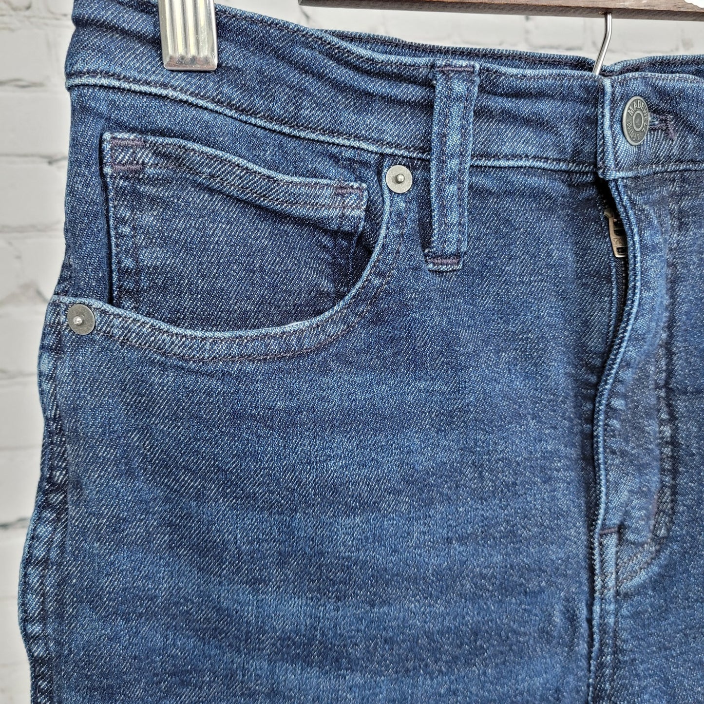Madewell Blue Denim High Rise Skinny Raw Hem Cropped Stretch Jeans Size 28x24.5