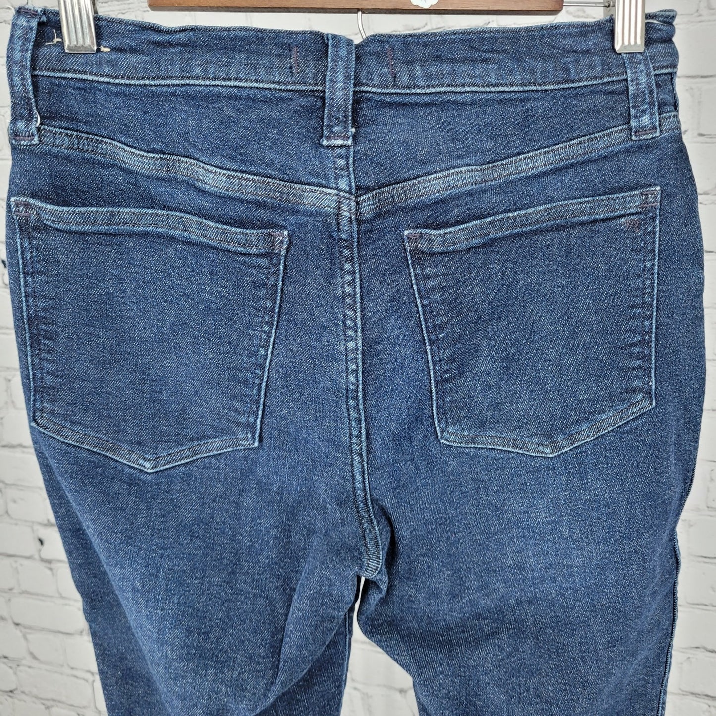 Madewell Blue Denim High Rise Skinny Raw Hem Cropped Stretch Jeans Size 28x24.5