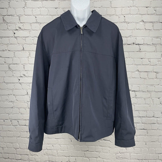 London Fog Navy Lightweight Zipped Collar Pockets Rain Jacket Men’s Size 2XL