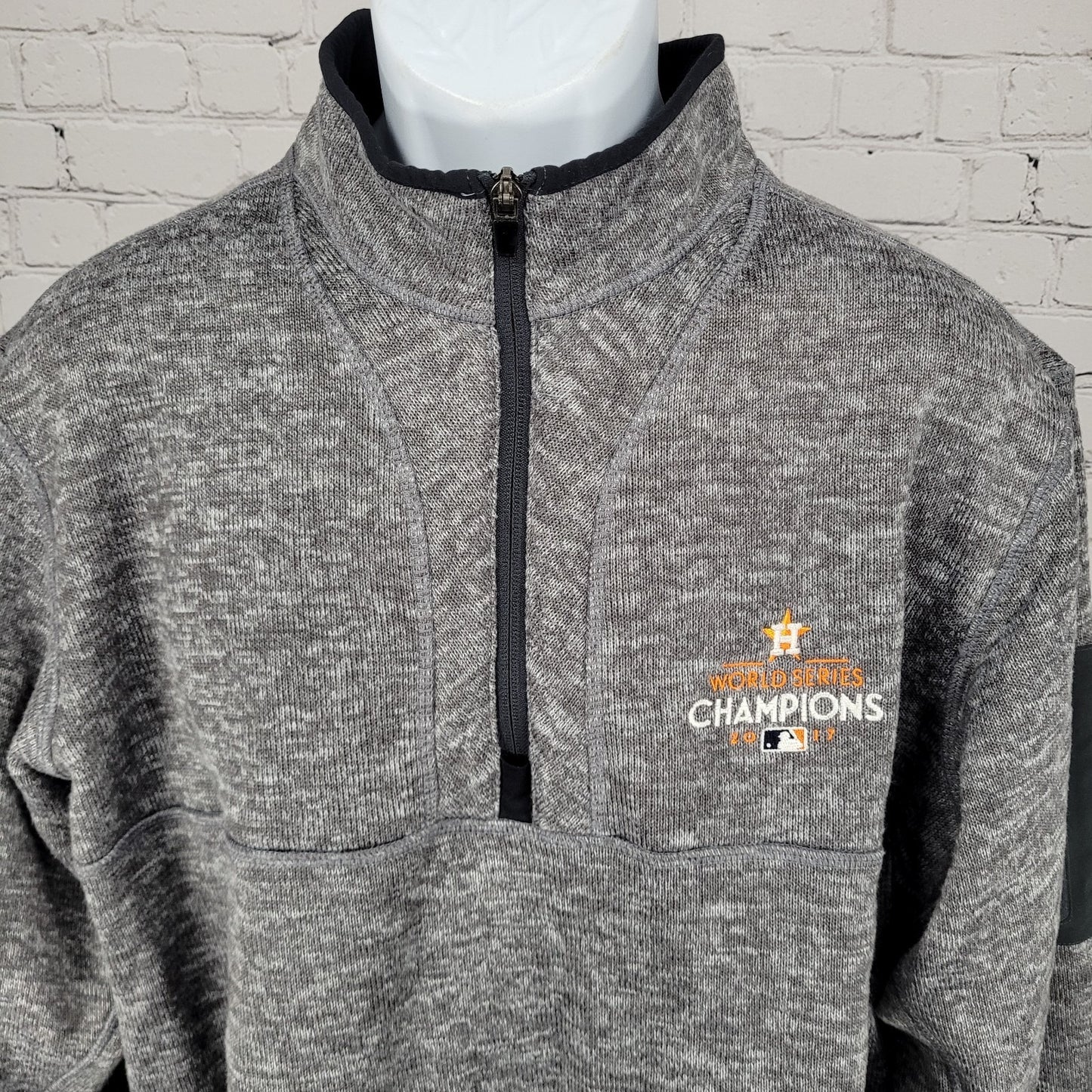 Houston Astros 2017 World Series Champions Grey Long Sleeve 1/4 Zip Jacket 2XL