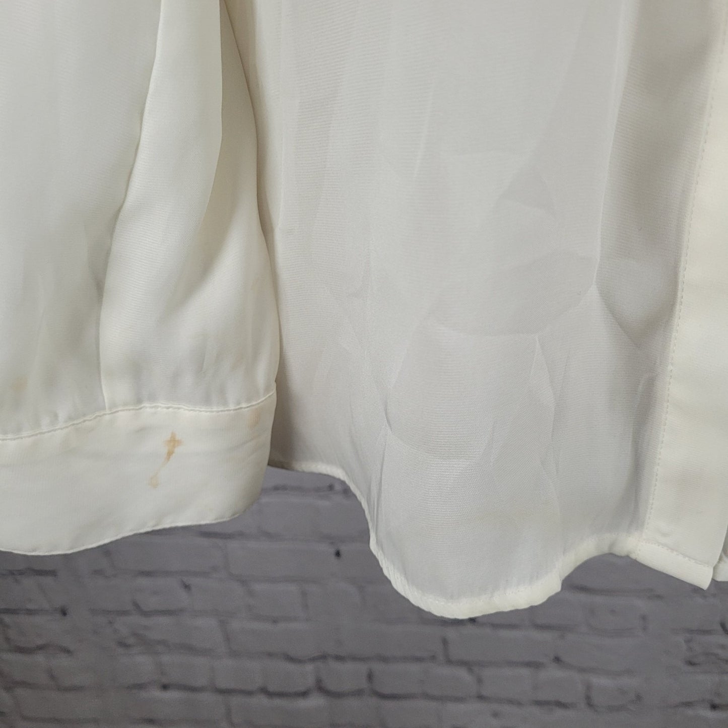 Chico's Ivory White Semi Sheer Button Up Roll Tab Long Sleeve Shirt Top 2 US 12