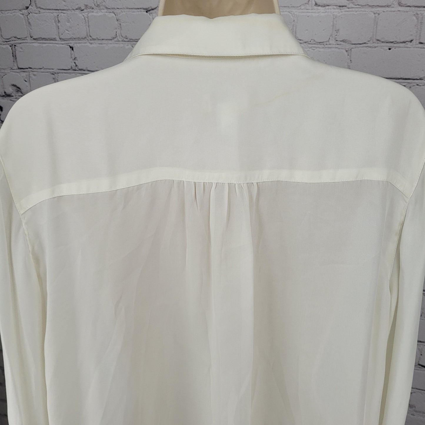 Chico's Ivory White Semi Sheer Button Up Roll Tab Long Sleeve Shirt Top 2 US 12