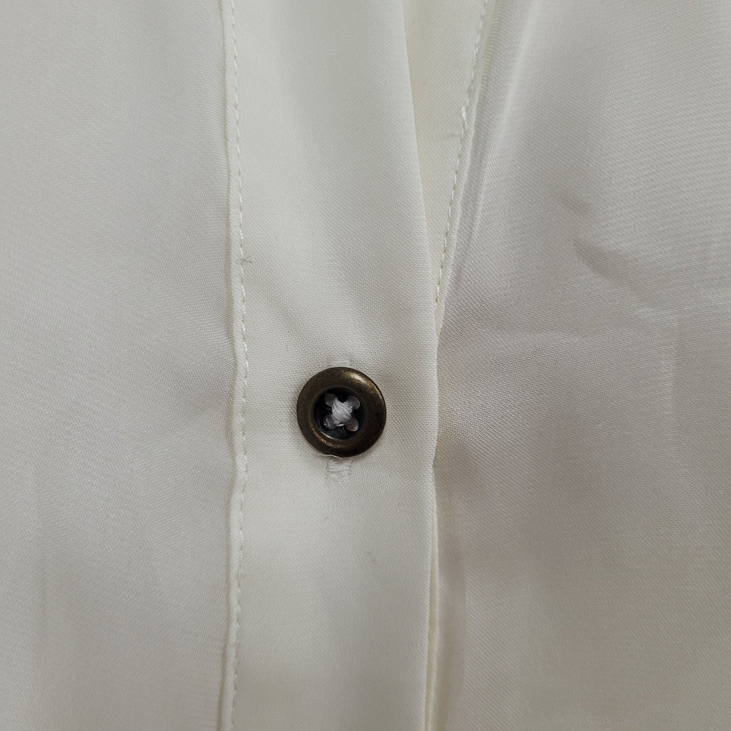 Chico's Ivory White Semi Sheer Button Up Roll Tab Long Sleeve Shirt Top 2 US 12