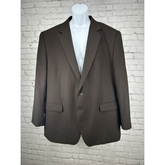 Croft And Barrow Black Brown 2 Button Single Vented Sport Coat Mens Size 48R