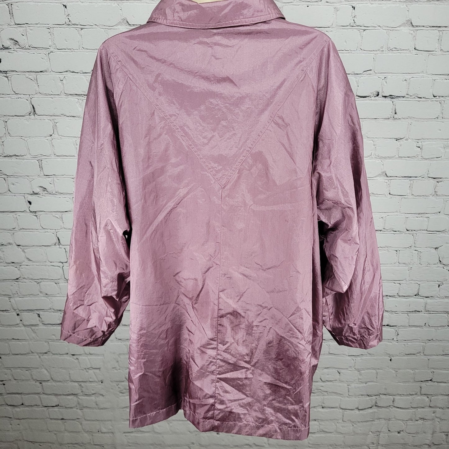 VTG Haband! Purple Sheen Nylon Full Zip Lined Lightweight Windbreaker Jacket 2X