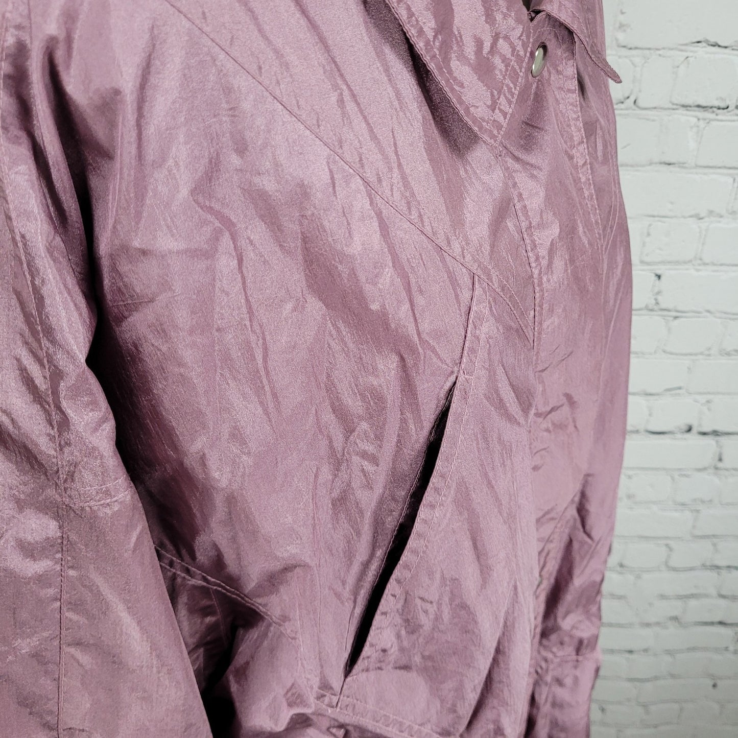 VTG Haband! Purple Sheen Nylon Full Zip Lined Lightweight Windbreaker Jacket 2X