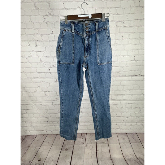 Abercrombie & Fitch Medium Wash High Rise Women’s A&F Mom Jeans 24 (24 x 28.5)