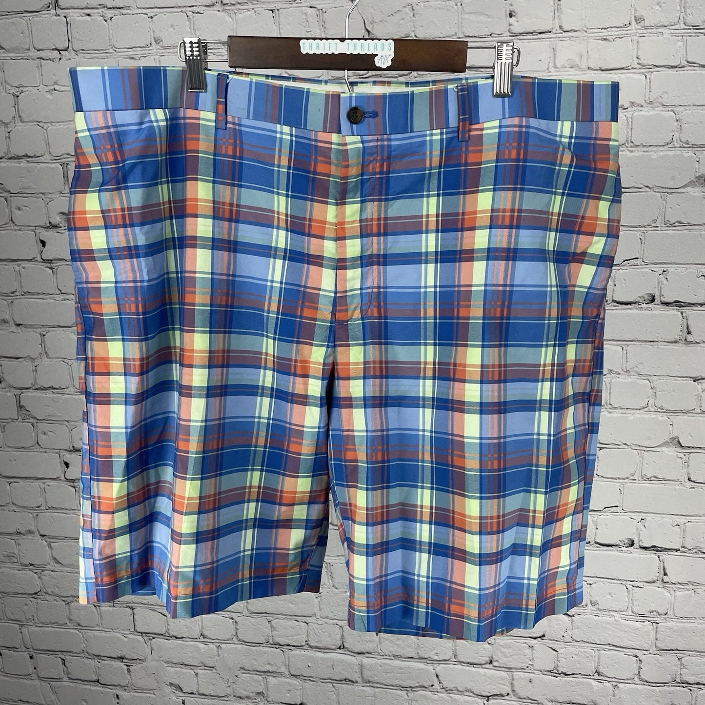 Jack Nicklaus Multicolor Plaid Chino Golf Shorts Lightweight Pockets Size 42