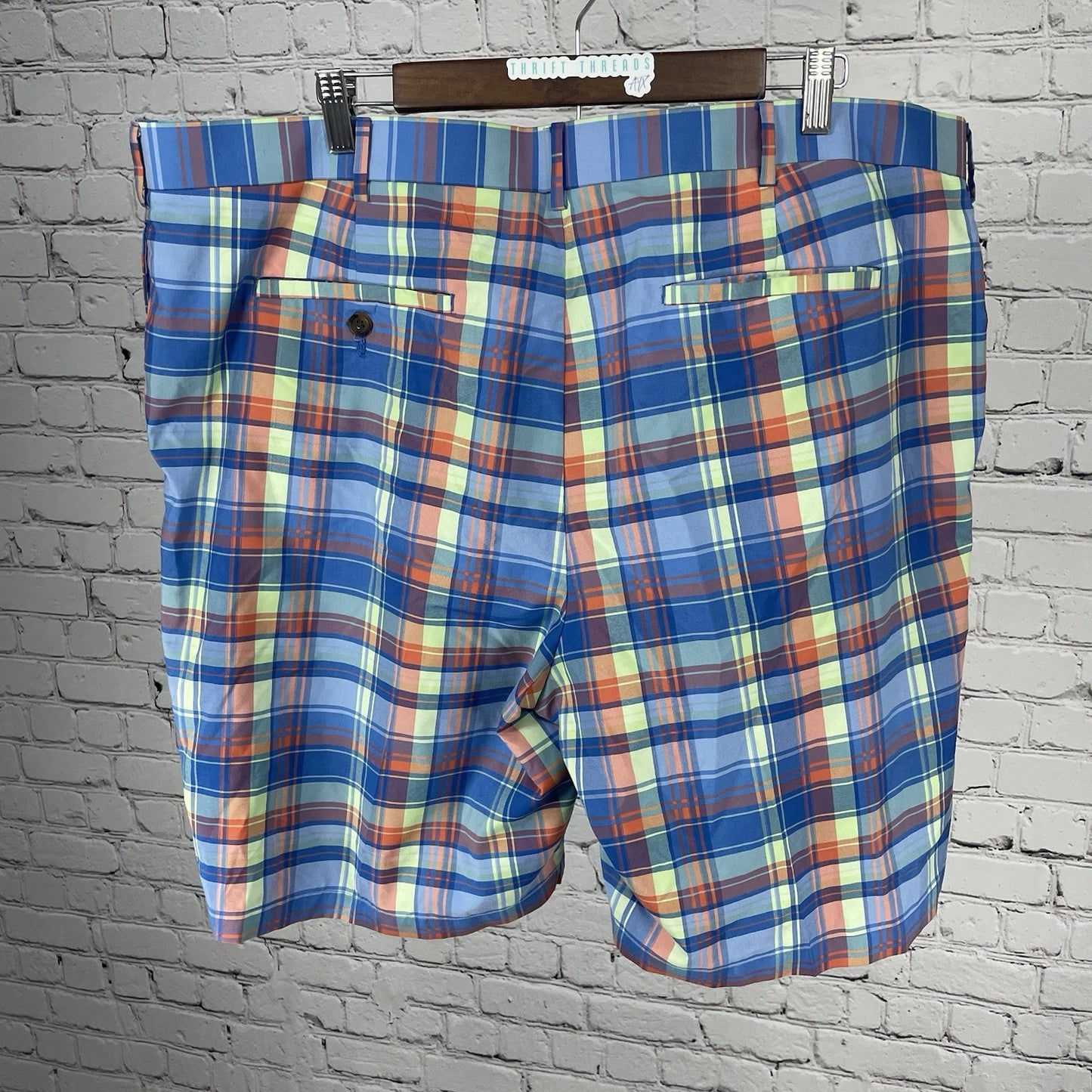 Jack Nicklaus Multicolor Plaid Chino Golf Shorts Lightweight Pockets Size 42