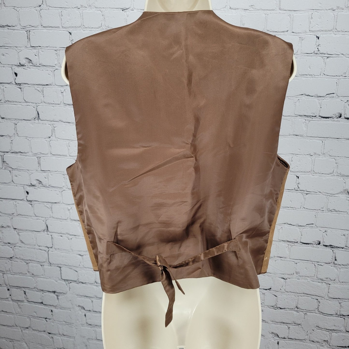 Sonoma Jean Company Brown Genuine Leather Suede V Neck Buttoned Lined Vest M