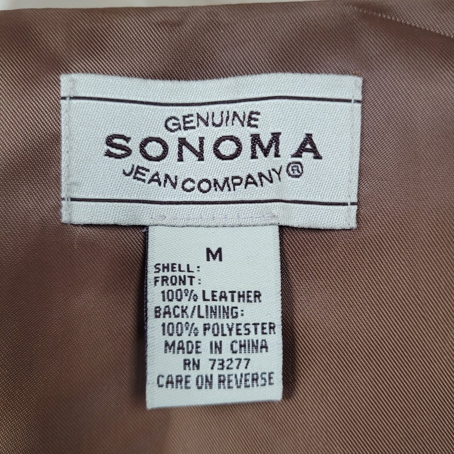 Sonoma Jean Company Brown Genuine Leather Suede V Neck Buttoned Lined Vest M