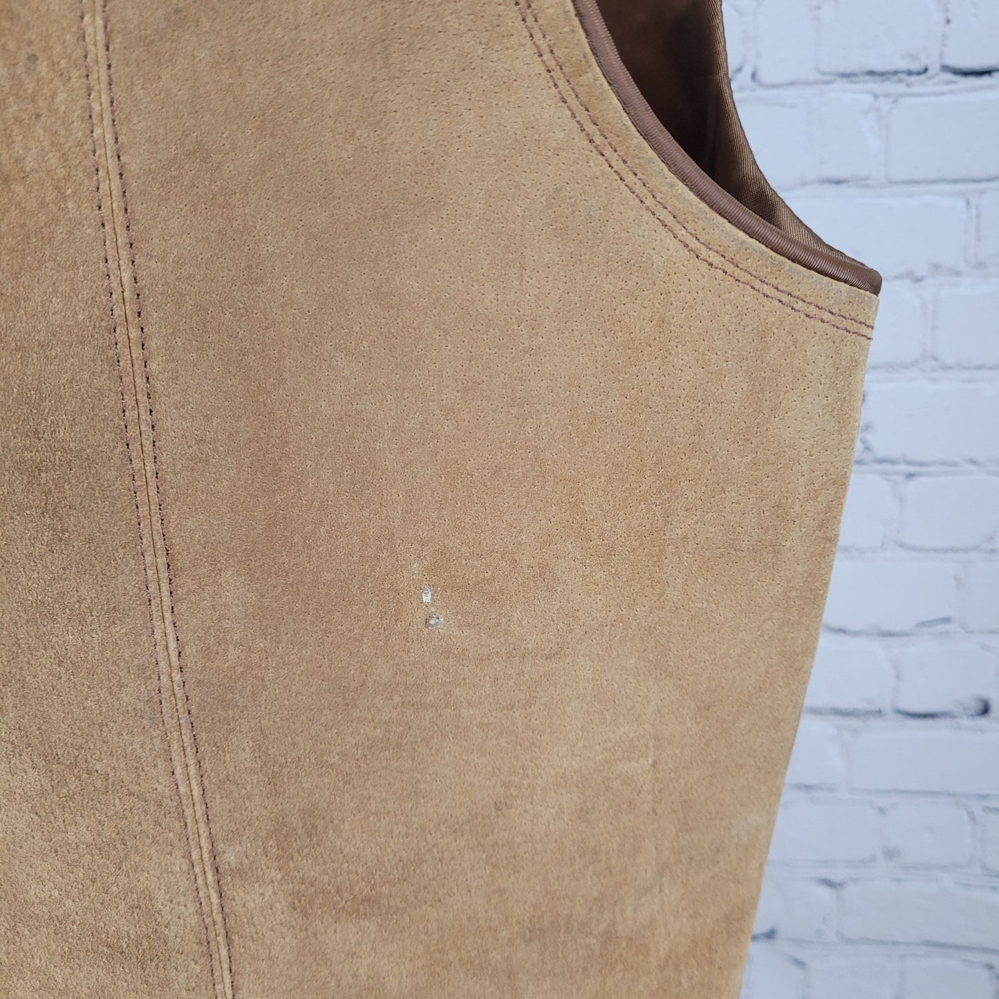 Sonoma Jean Company Brown Genuine Leather Suede V Neck Buttoned Lined Vest M