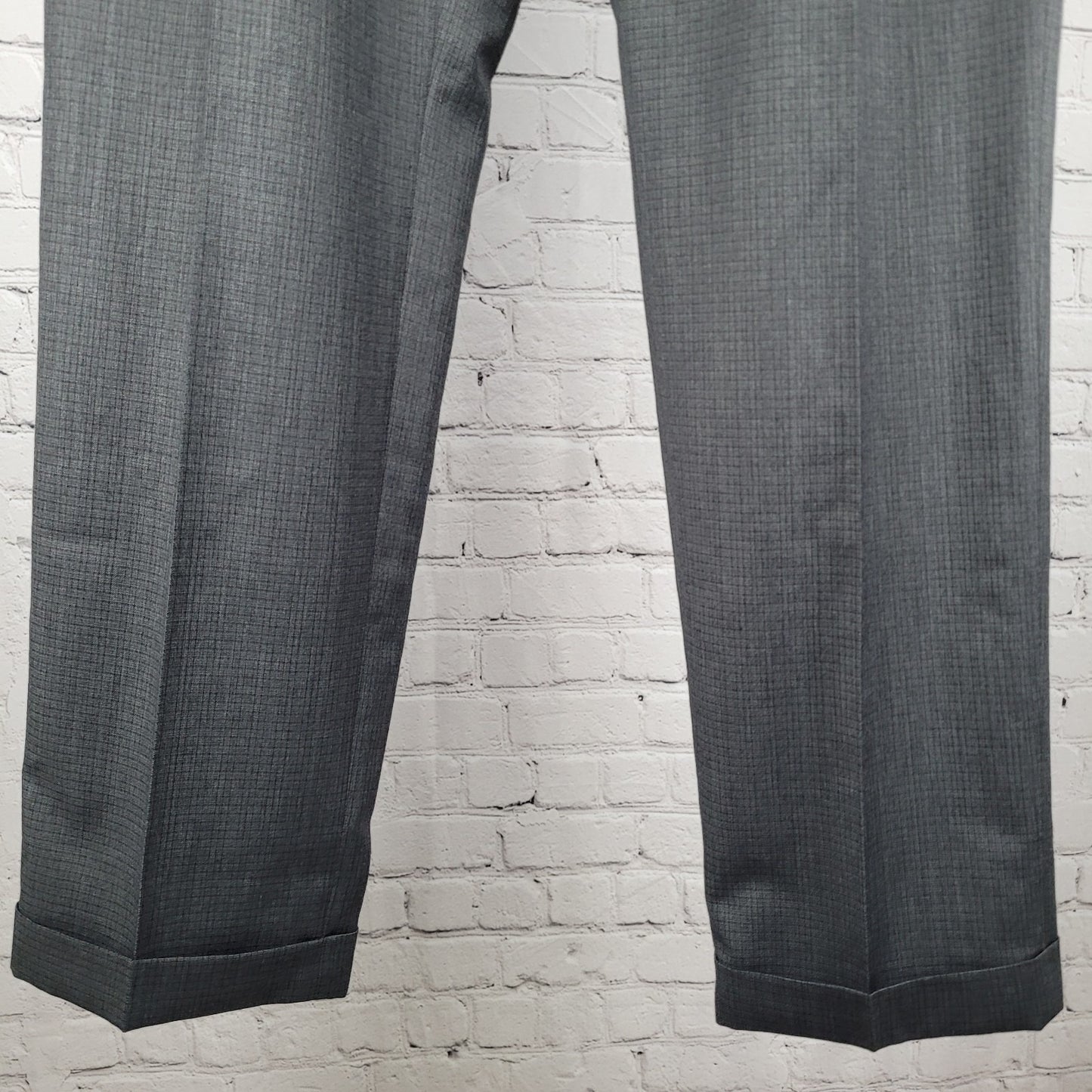 Ralph Ralph Lauren Grey Check Pleated Cuffed Dress Pants Size 36x34