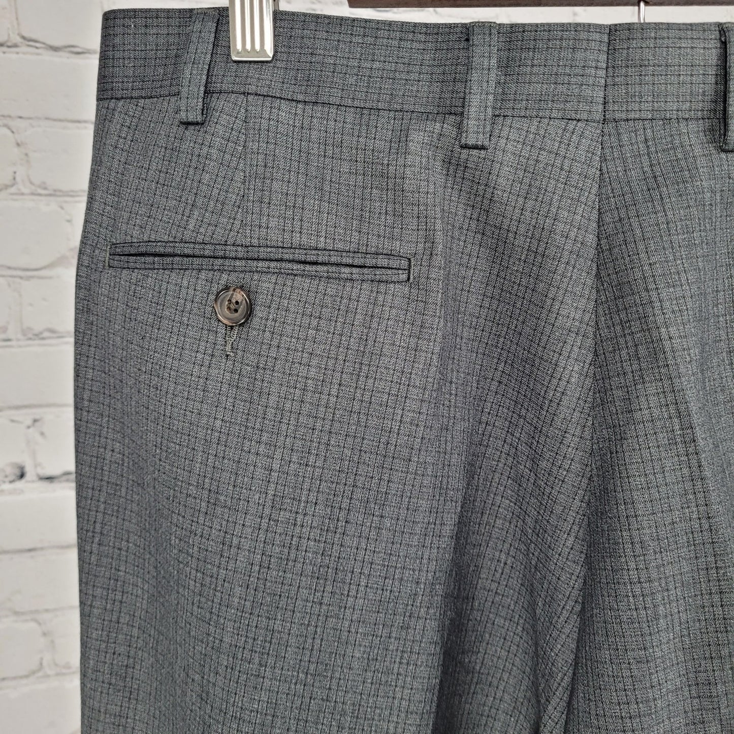 Ralph Ralph Lauren Grey Check Pleated Cuffed Dress Pants Size 36x34