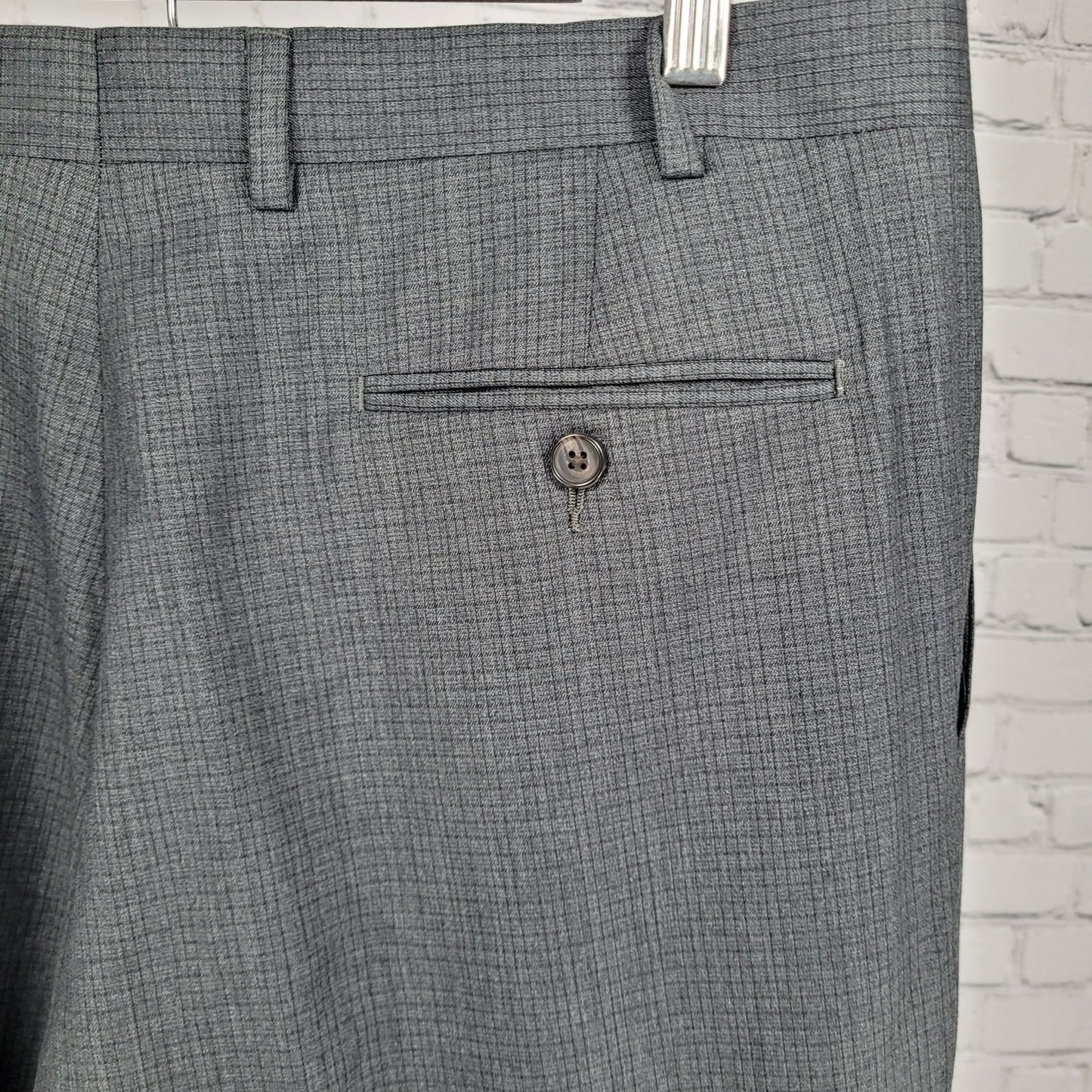 Ralph Ralph Lauren Grey Check Pleated Cuffed Dress Pants Size 36x34