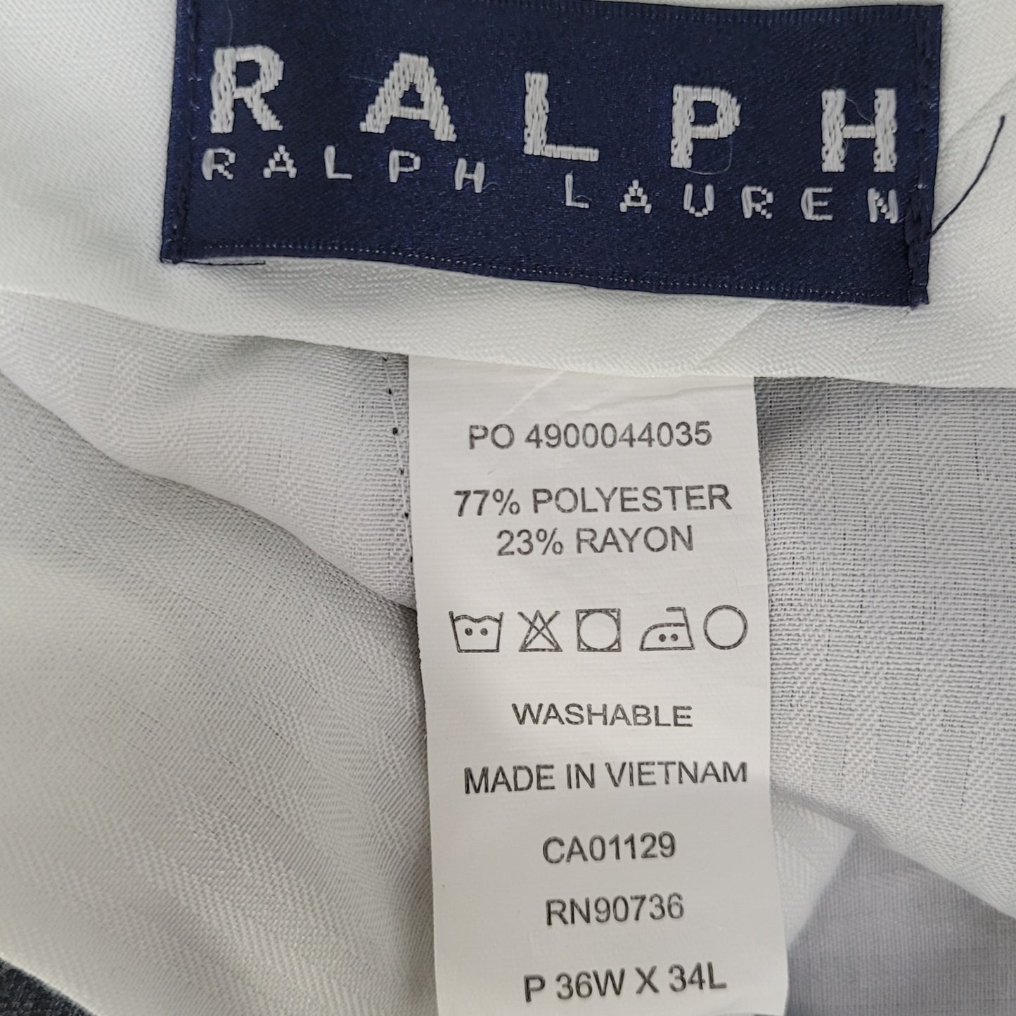 Ralph Ralph Lauren Grey Check Pleated Cuffed Dress Pants Size 36x34