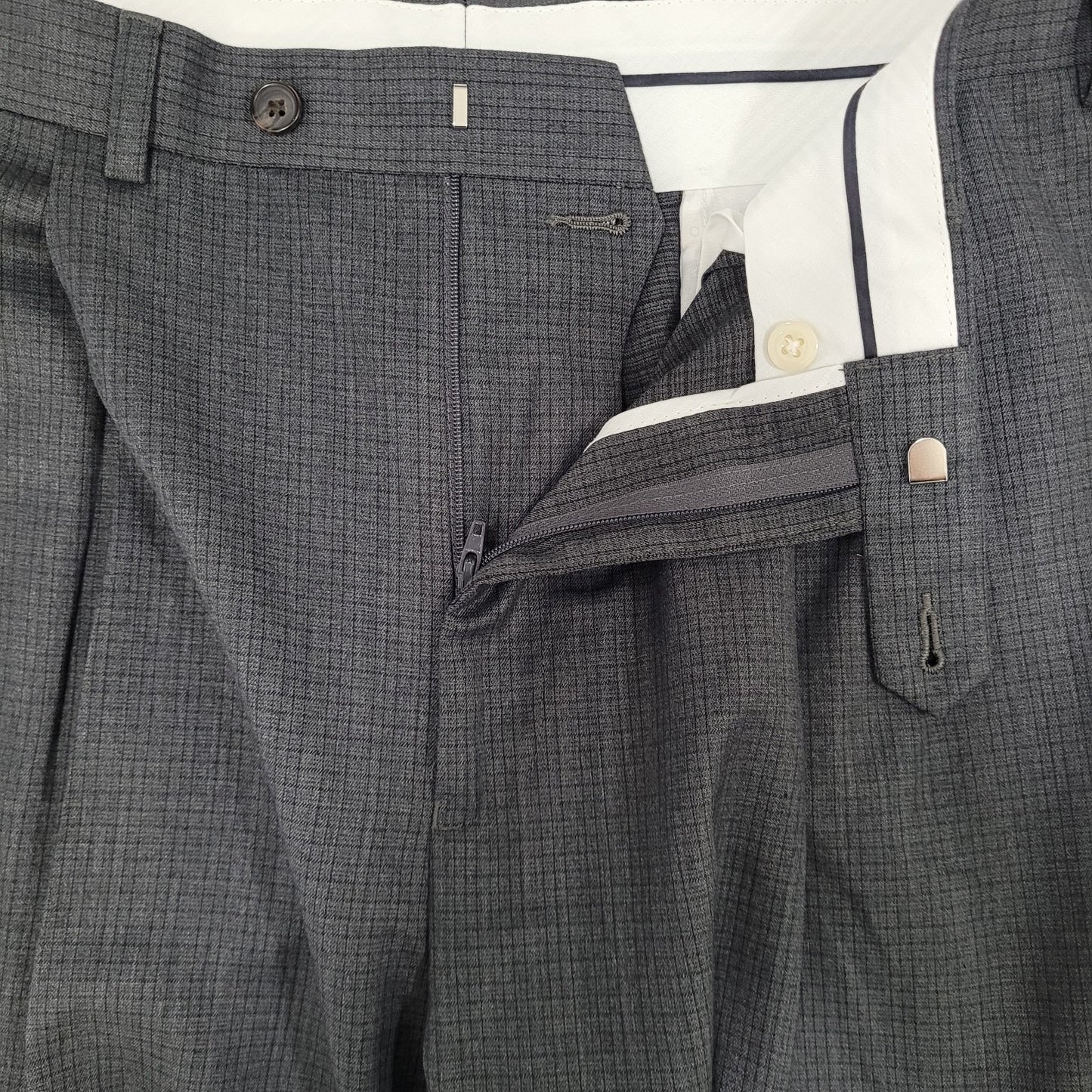 Ralph Ralph Lauren Grey Check Pleated Cuffed Dress Pants Size 36x34