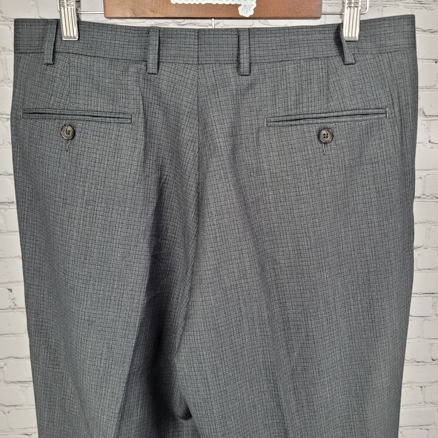 Ralph Ralph Lauren Grey Check Pleated Cuffed Dress Pants Size 36x34