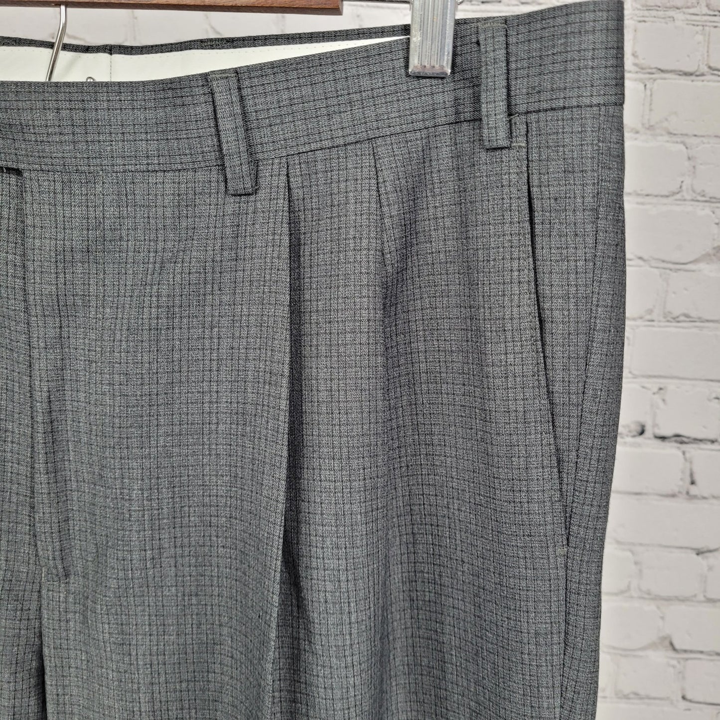 Ralph Ralph Lauren Grey Check Pleated Cuffed Dress Pants Size 36x34
